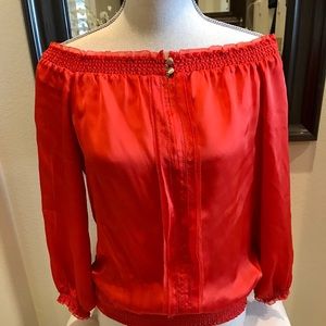 NWOT WHBM 100% Silk Orange Blouse Small